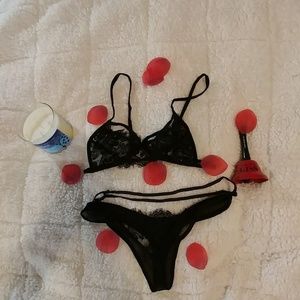 Black panties and lace bra